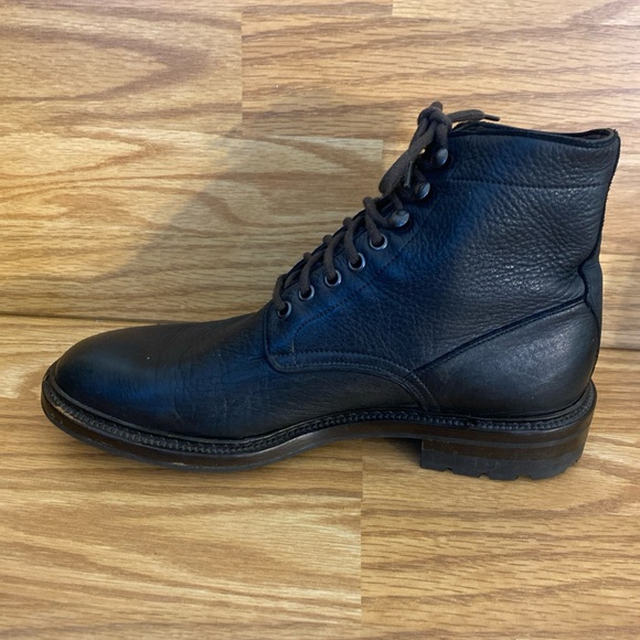 Frye Bowery Lace Up Boots Black Pebbled Leather Men’s 8.5 M Made in Italy - Picture 11 of 13